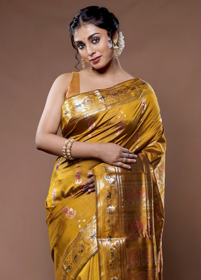 Brown Baluchari Pure Silk Saree With Blouse Piece - Indian Silk House Agencies