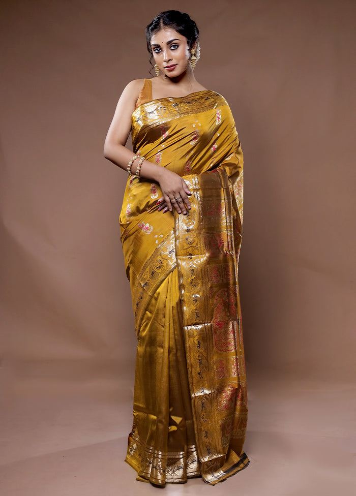 Brown Baluchari Pure Silk Saree With Blouse Piece - Indian Silk House Agencies