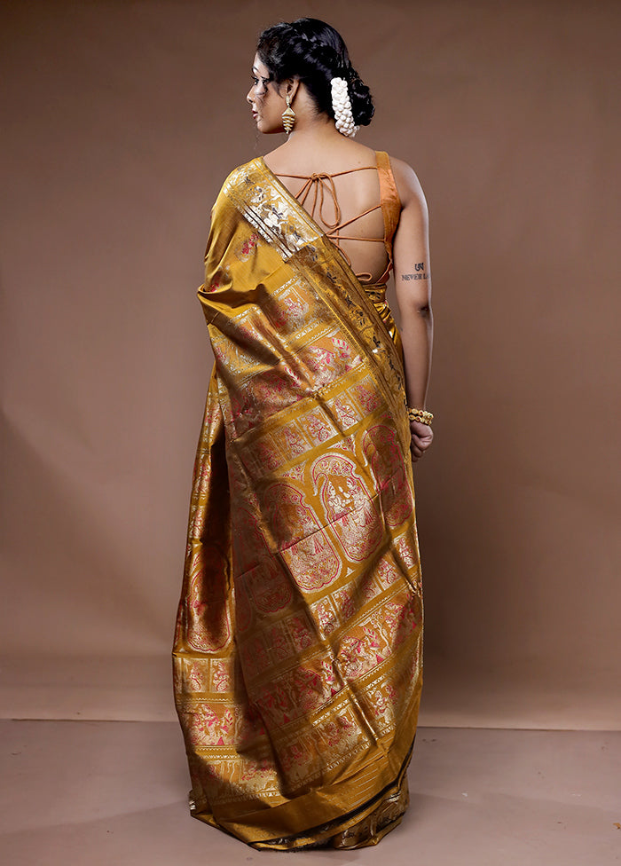 Brown Baluchari Pure Silk Saree With Blouse Piece - Indian Silk House Agencies