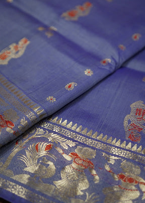 Blue Baluchari Pure Silk Saree With Blouse Piece - Indian Silk House Agencies