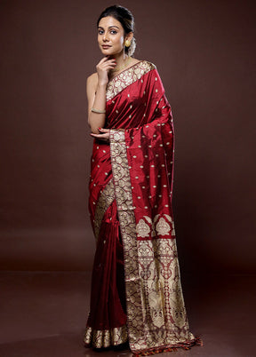 Red Assam Pure Silk Saree With Blouse Piece - Indian Silk House Agencies