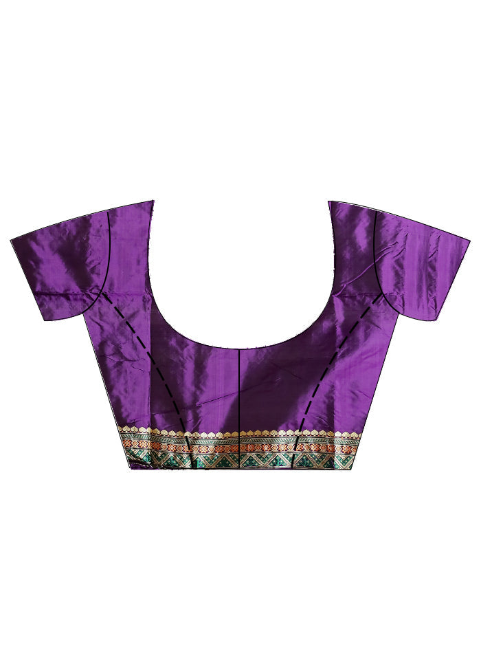 Purple Assam Pure Silk Saree With Blouse Piece - Indian Silk House Agencies