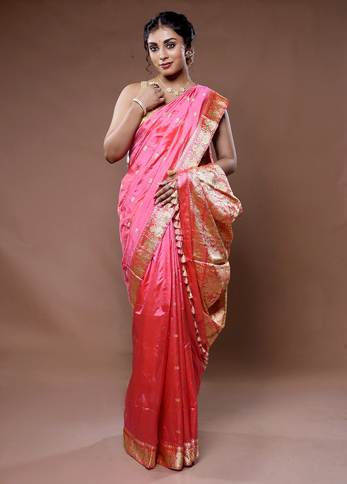 Pink Assam Pure Silk Saree With Blouse Piece - Indian Silk House Agencies