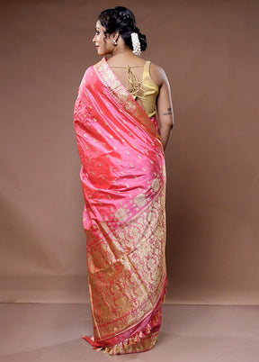 Pink Assam Pure Silk Saree With Blouse Piece - Indian Silk House Agencies