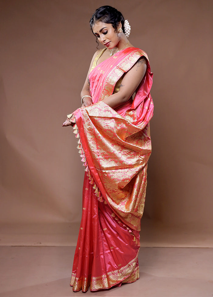 Pink Assam Pure Silk Saree With Blouse Piece - Indian Silk House Agencies