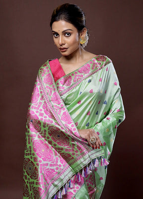 Green Assam Pure Silk Saree With Blouse Piece - Indian Silk House Agencies