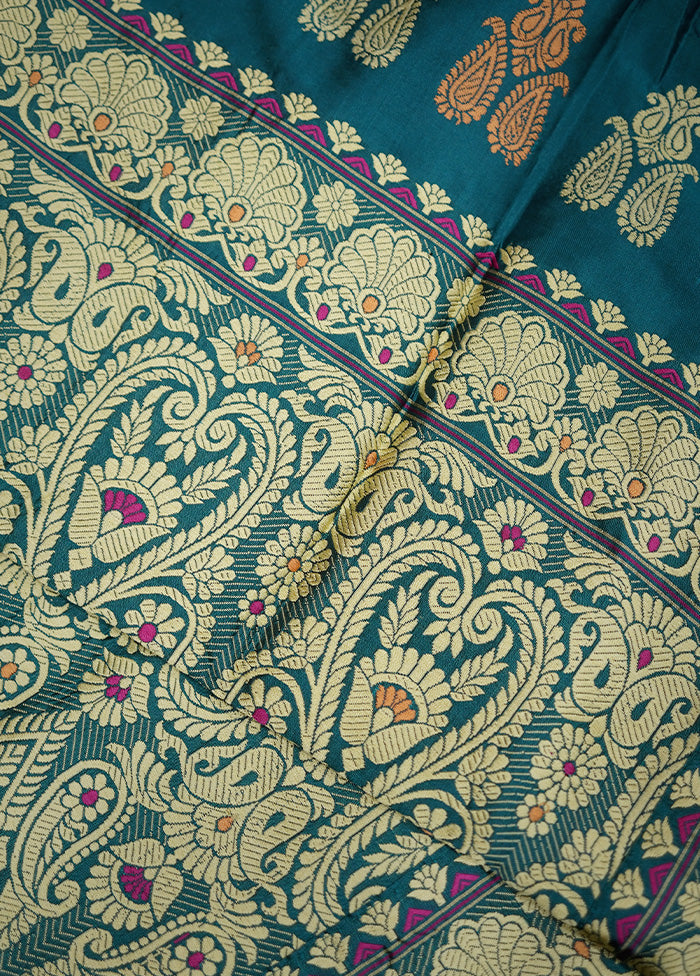 Blue Assam Pure Silk Saree With Blouse Piece - Indian Silk House Agencies