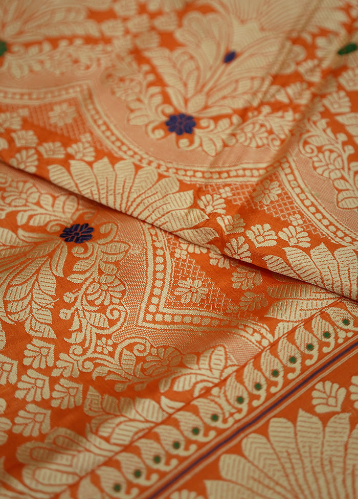 Orange Assam Pure Silk Saree With Blouse Piece - Indian Silk House Agencies