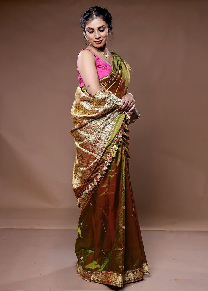 Green Assam Pure Silk Saree With Blouse Piece - Indian Silk House Agencies