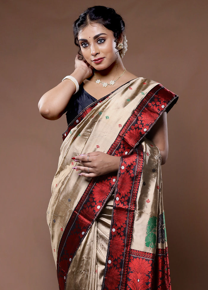 Red Assam Pure Silk Saree With Blouse Piece - Indian Silk House Agencies