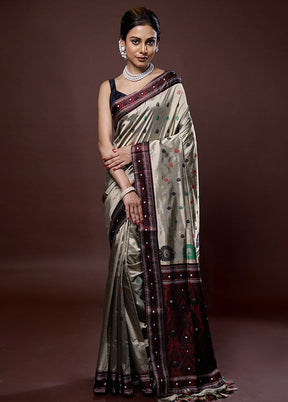 Cream Assam Pure Silk Saree With Blouse Piece - Indian Silk House Agencies