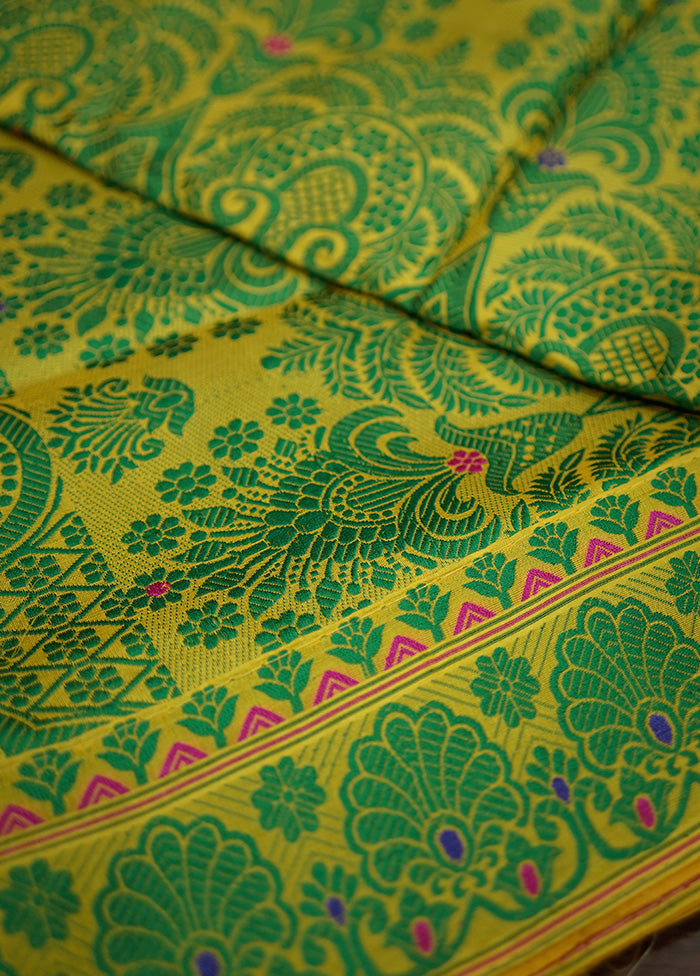 Yellow Assam Pure Silk Saree With Blouse Piece - Indian Silk House Agencies