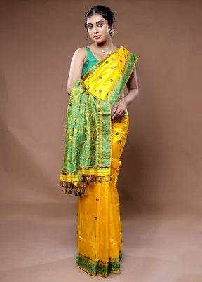 Yellow Assam Pure Silk Saree With Blouse Piece - Indian Silk House Agencies