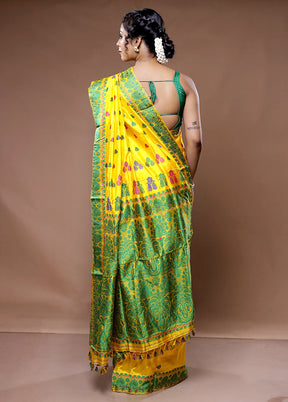 Yellow Assam Pure Silk Saree With Blouse Piece - Indian Silk House Agencies