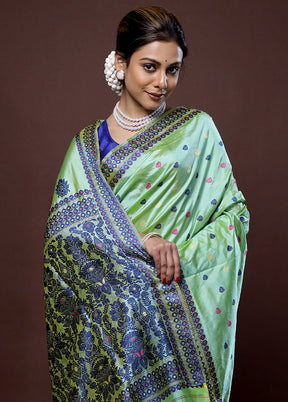 Green Assam Pure Silk Saree With Blouse Piece - Indian Silk House Agencies