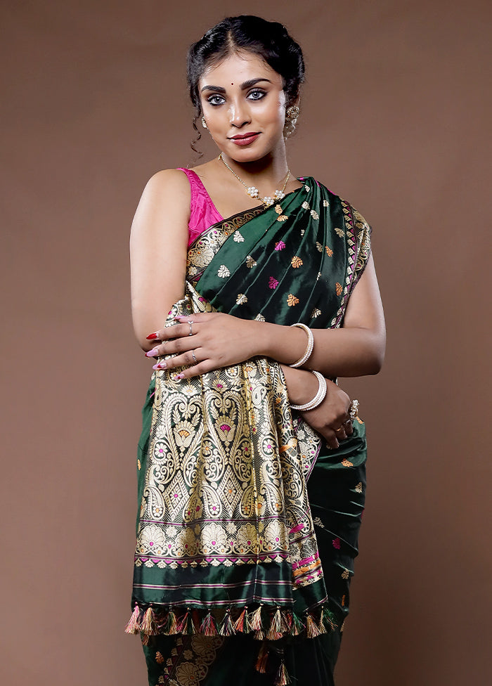 Green Assam Pure Silk Saree With Blouse Piece - Indian Silk House Agencies