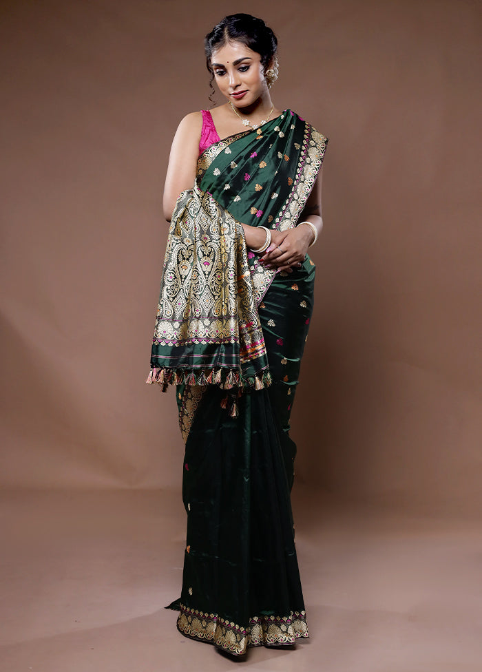 Green Assam Pure Silk Saree With Blouse Piece - Indian Silk House Agencies