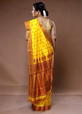 Yellow Assam Pure Silk Saree With Blouse Piece - Indian Silk House Agencies