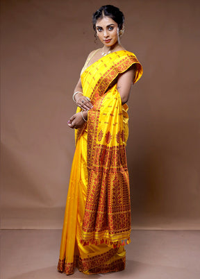 Yellow Assam Pure Silk Saree With Blouse Piece - Indian Silk House Agencies