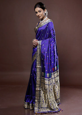 Blue Assam Pure Silk Saree With Blouse Piece - Indian Silk House Agencies