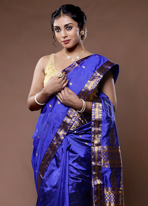 Blue Assam Pure Silk Saree With Blouse Piece - Indian Silk House Agencies