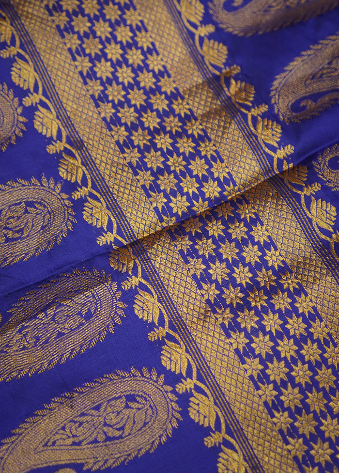 Blue Assam Pure Silk Saree With Blouse Piece - Indian Silk House Agencies