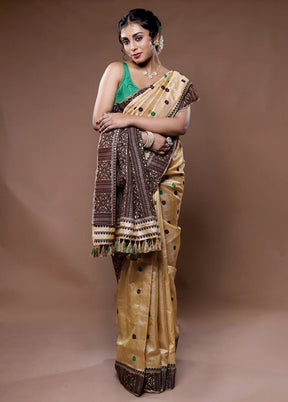 Cream Assam Pure Silk Saree With Blouse Piece - Indian Silk House Agencies