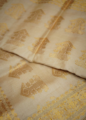 Cream Assam Pure Silk Saree With Blouse Piece - Indian Silk House Agencies