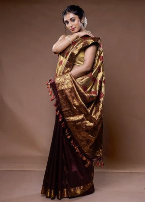 Cream Assam Pure Silk Saree With Blouse Piece - Indian Silk House Agencies