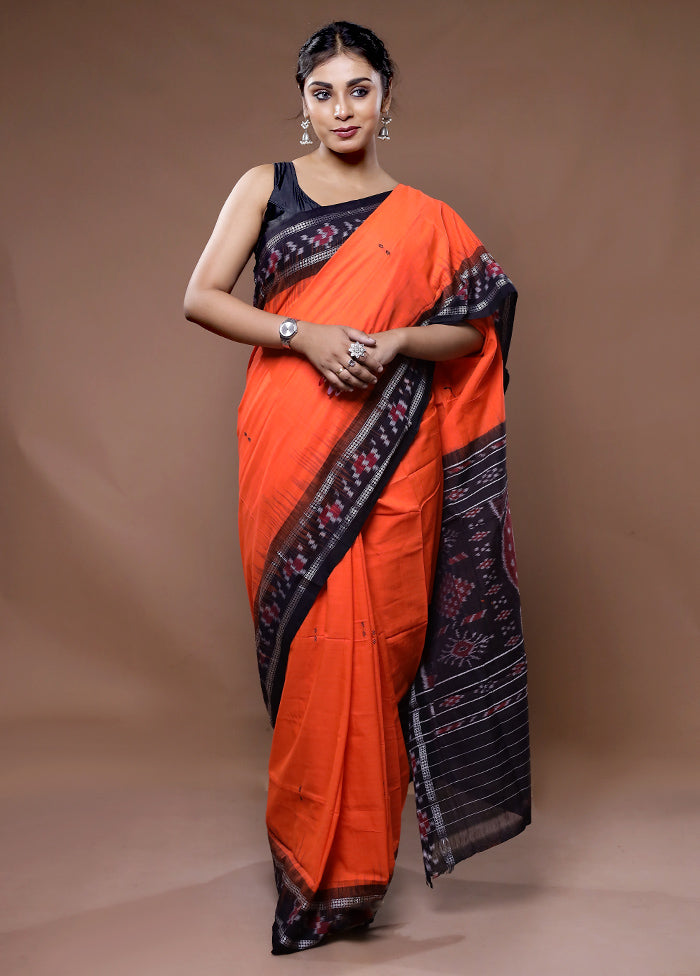 Orange Cotton Saree With Blouse Piece - Indian Silk House Agencies