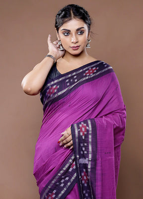 Purple Cotton Saree With Blouse Piece - Indian Silk House Agencies