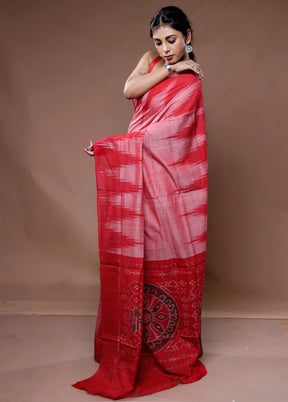 Red Cotton Saree With Blouse Piece - Indian Silk House Agencies