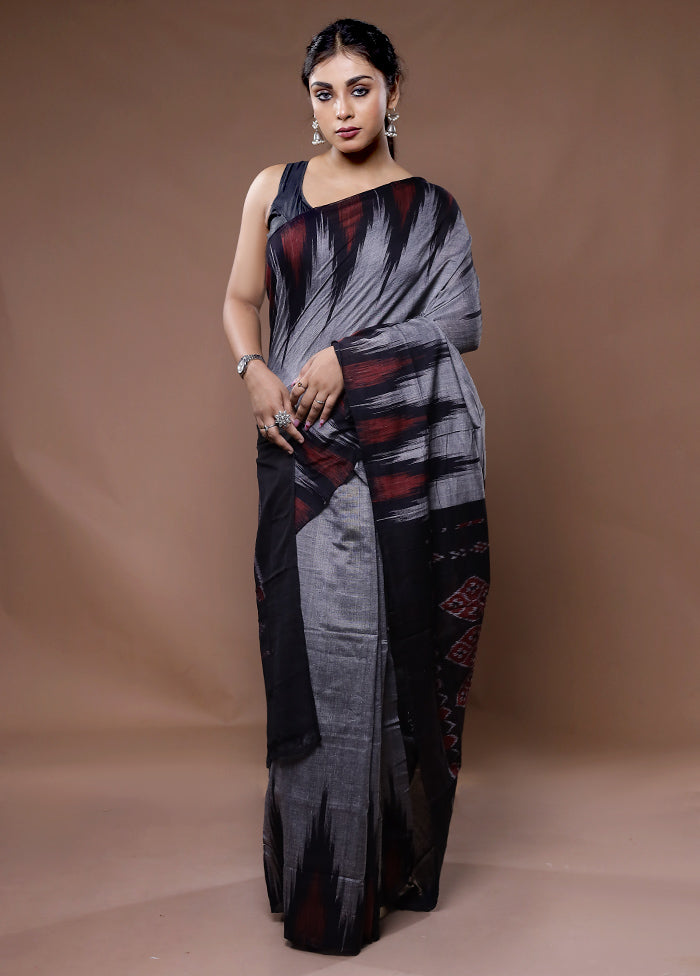 Grey Cotton Saree With Blouse Piece - Indian Silk House Agencies