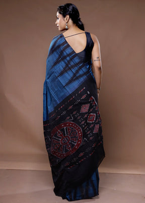 Blue Cotton Saree With Blouse Piece - Indian Silk House Agencies