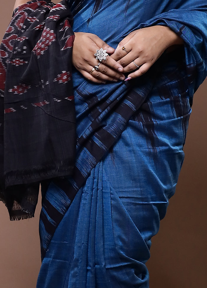 Blue Cotton Saree With Blouse Piece - Indian Silk House Agencies