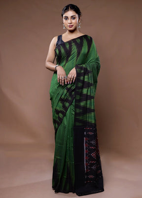 Green Cotton Saree With Blouse Piece - Indian Silk House Agencies