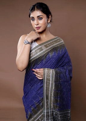 Blue Cotton Saree With Blouse Piece - Indian Silk House Agencies