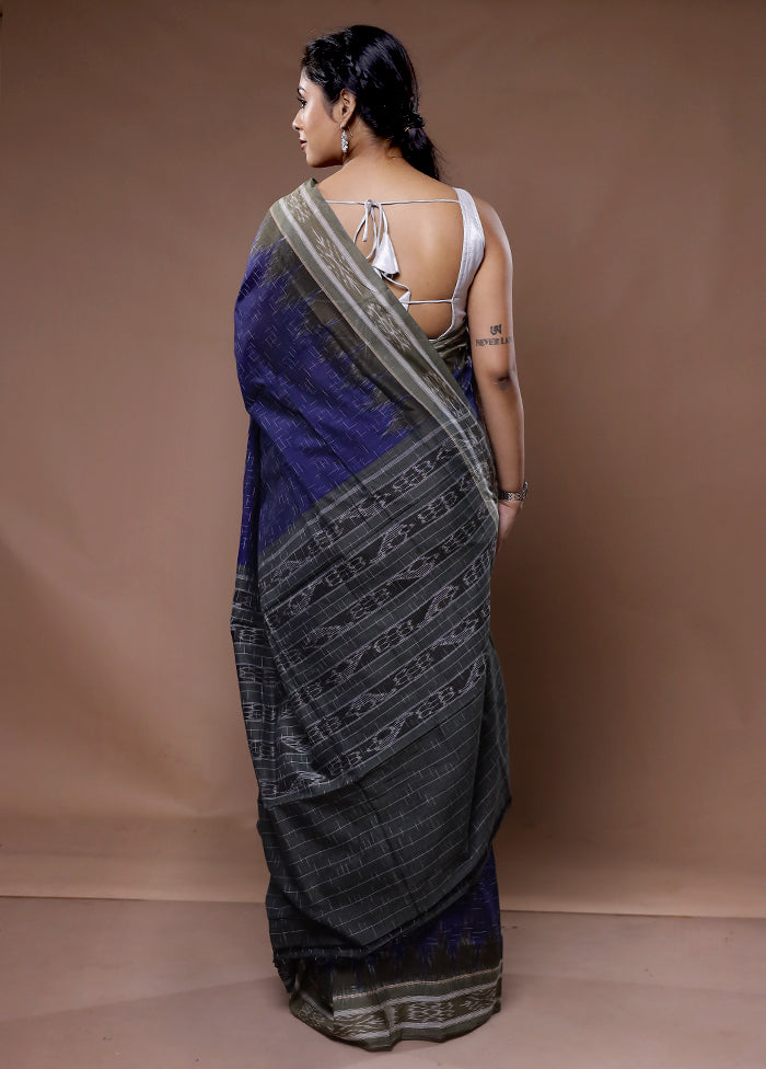 Blue Cotton Saree With Blouse Piece - Indian Silk House Agencies