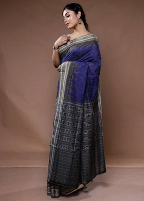 Blue Cotton Saree With Blouse Piece - Indian Silk House Agencies