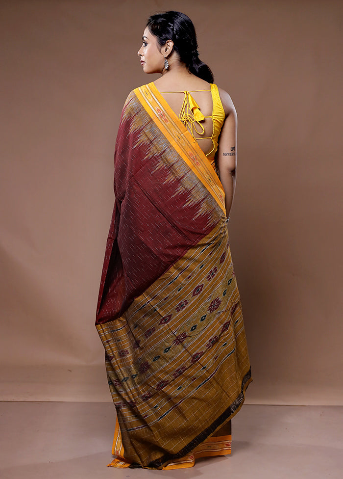 Maroon Cotton Saree With Blouse Piece - Indian Silk House Agencies