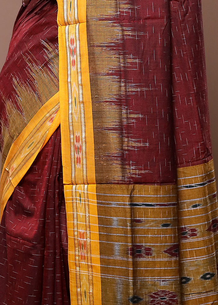 Maroon Cotton Saree With Blouse Piece - Indian Silk House Agencies