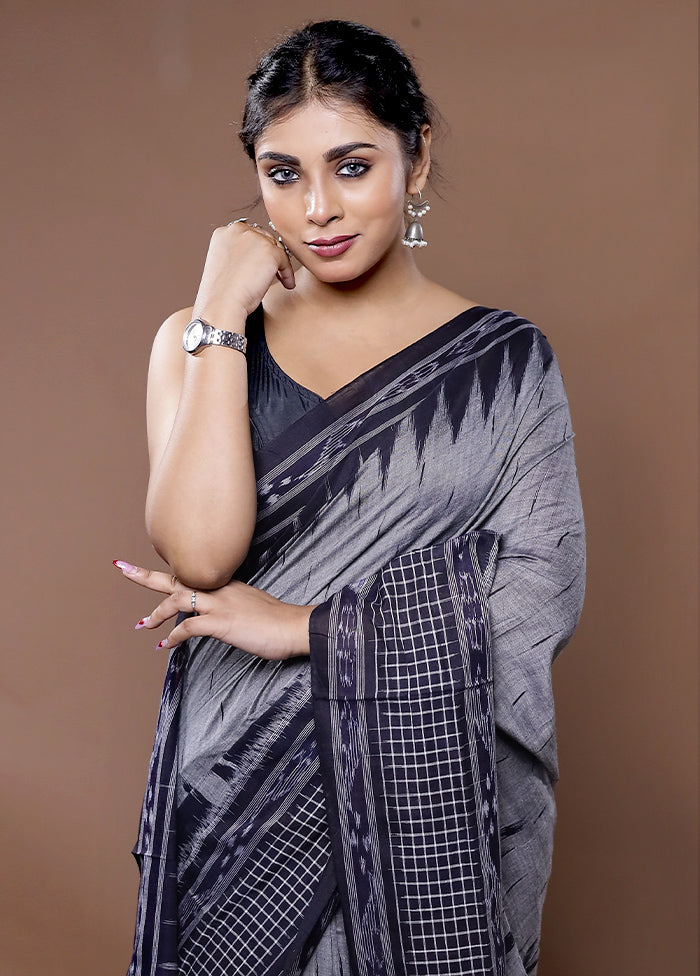 Grey Cotton Saree With Blouse Piece - Indian Silk House Agencies