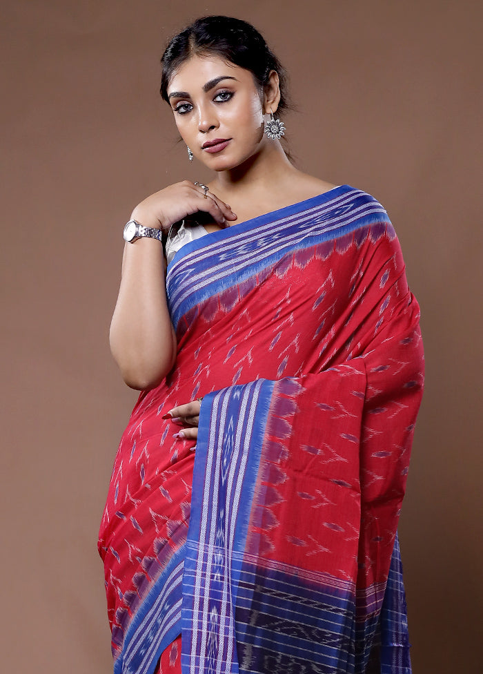 Red Pure Cotton Saree With Blouse Piece - Indian Silk House Agencies