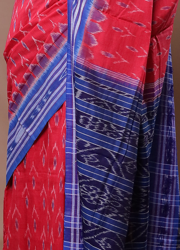 Red Pure Cotton Saree With Blouse Piece - Indian Silk House Agencies