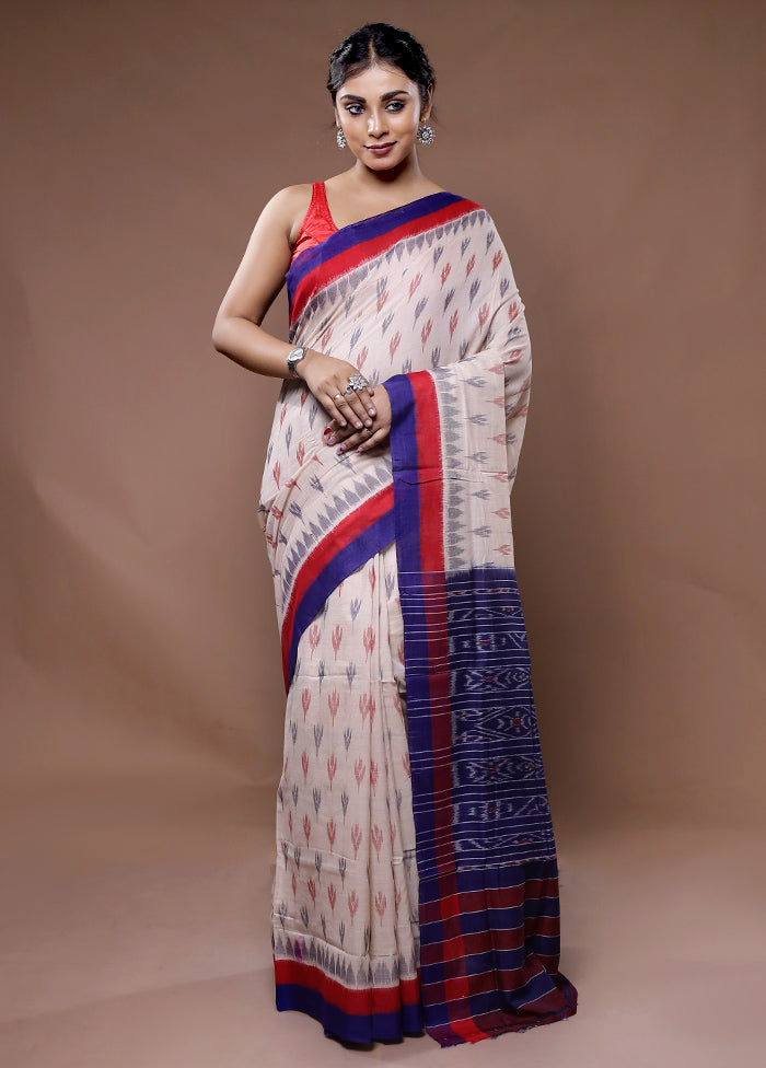 Cream Pure Cotton Saree With Blouse Piece - Indian Silk House Agencies