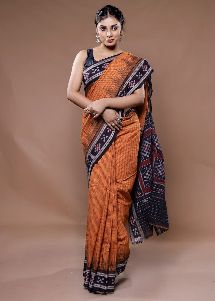 Orange Pure Cotton Saree With Blouse Piece - Indian Silk House Agencies