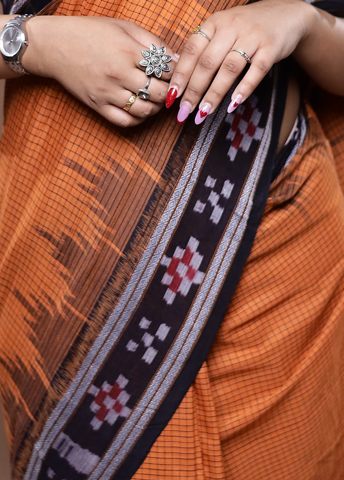 Orange Pure Cotton Saree With Blouse Piece - Indian Silk House Agencies