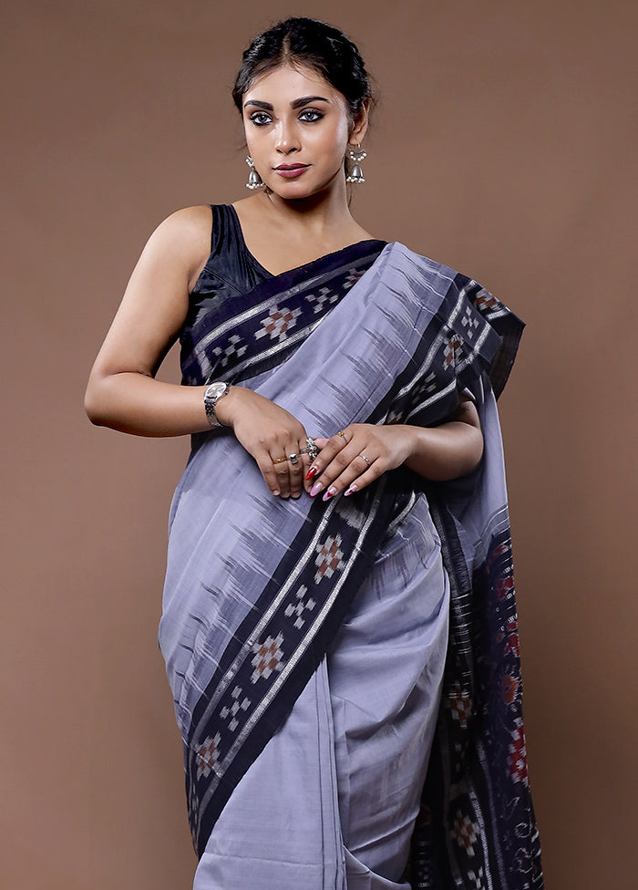 Grey Pure Cotton Saree With Blouse Piece - Indian Silk House Agencies