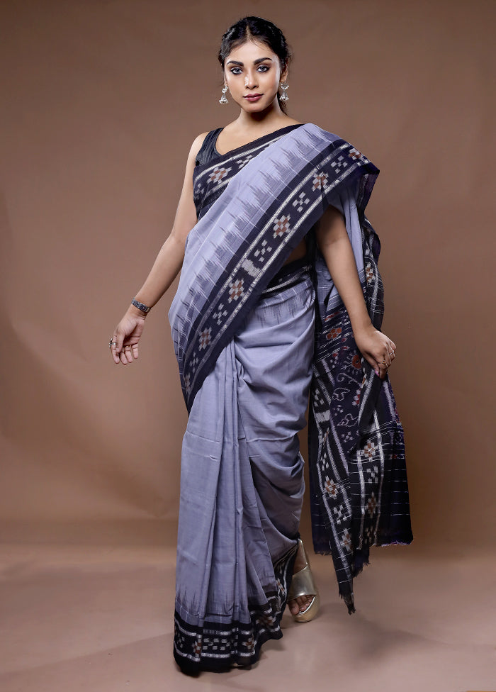 Grey Pure Cotton Saree With Blouse Piece - Indian Silk House Agencies