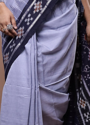 Grey Pure Cotton Saree With Blouse Piece - Indian Silk House Agencies